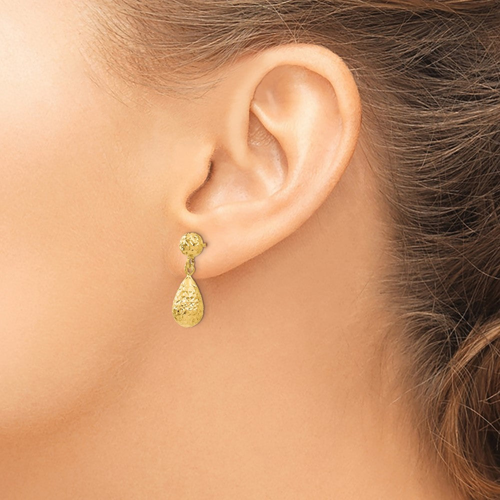 14K Diamond-cut Post Dangle Earrings