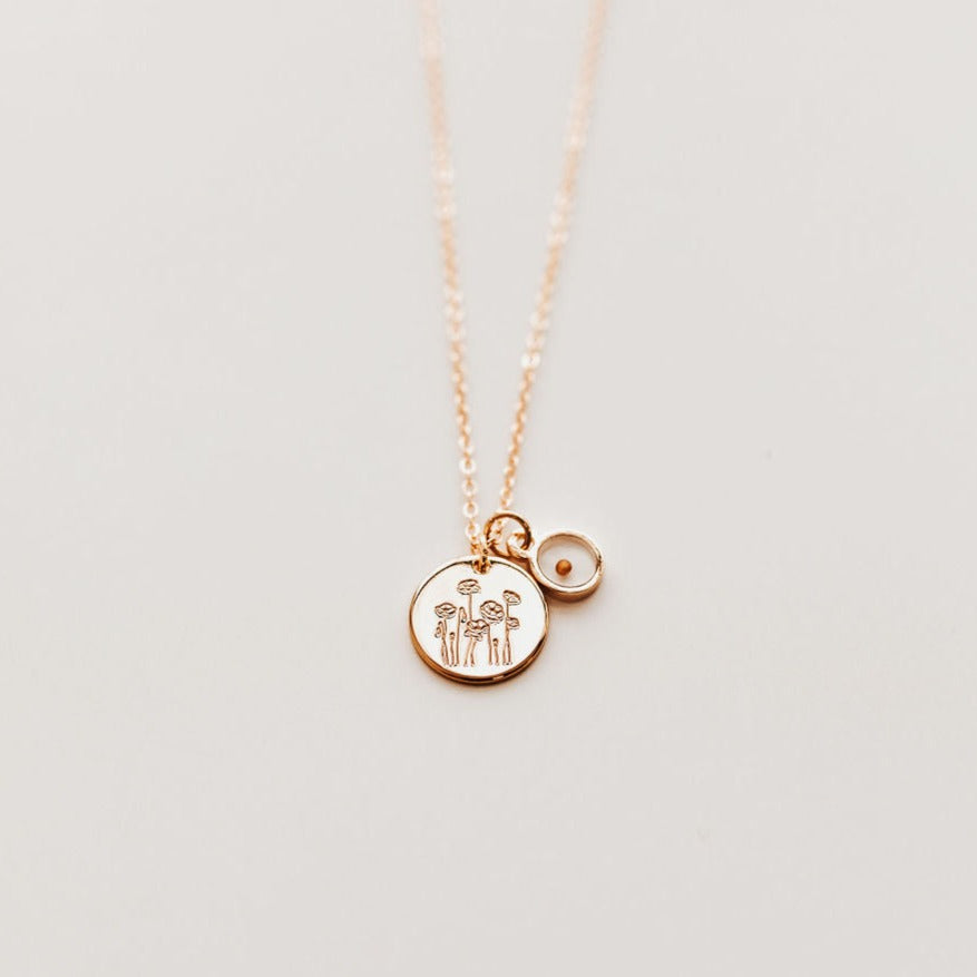 Poppy Necklace with Mustard Seed