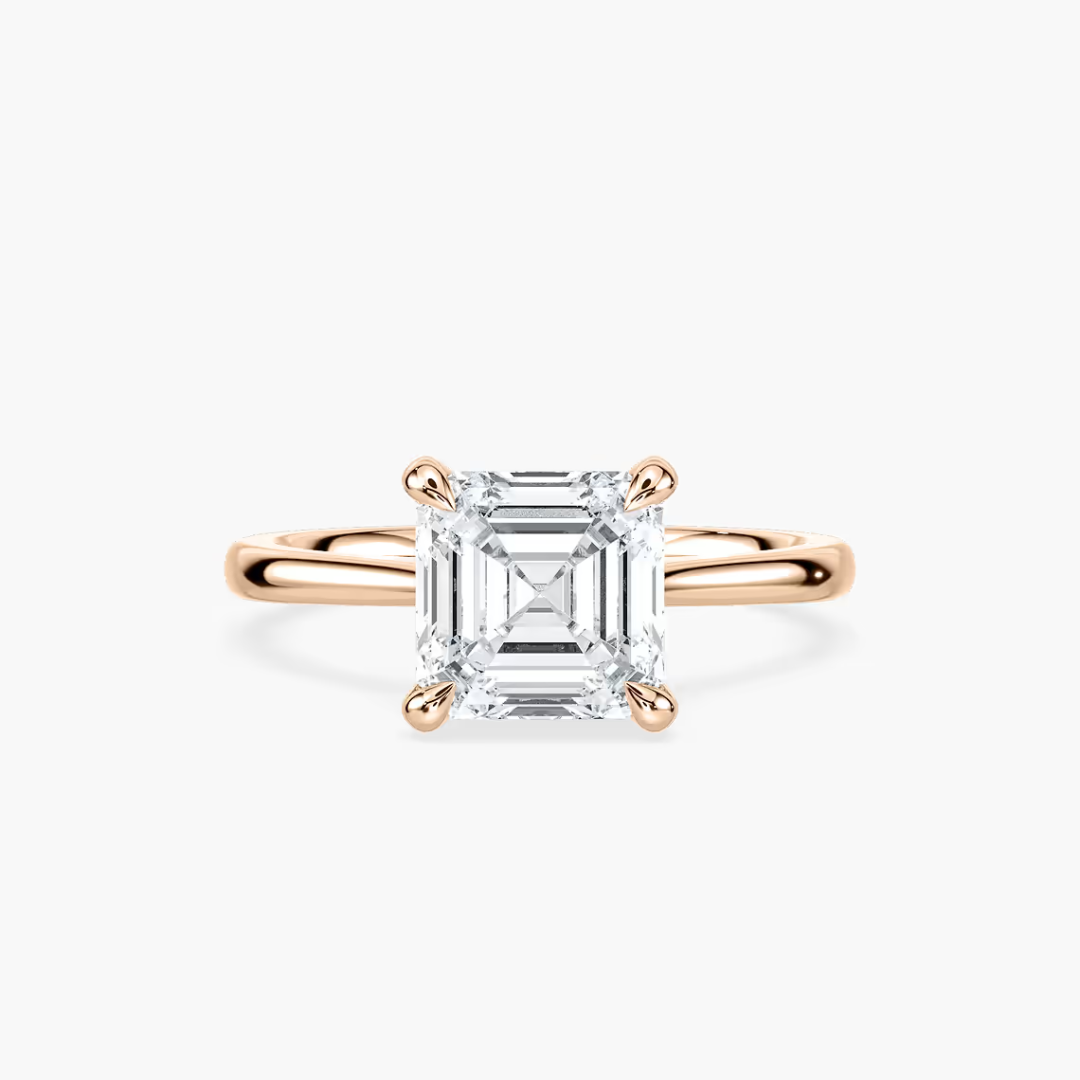 Asscher Dior Claw Prong Solitaire Stackable