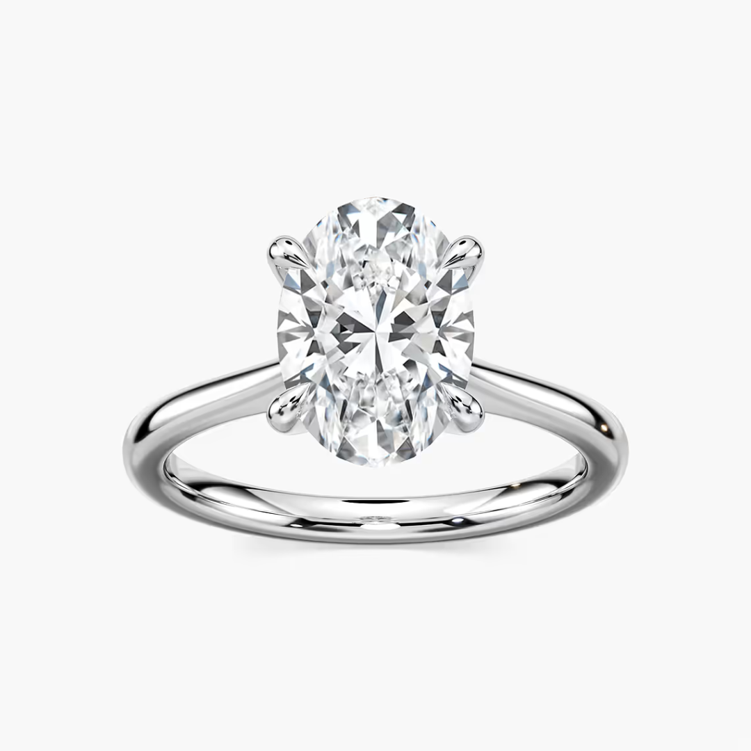 Oval Dior Claw Prong Solitaire Stackable