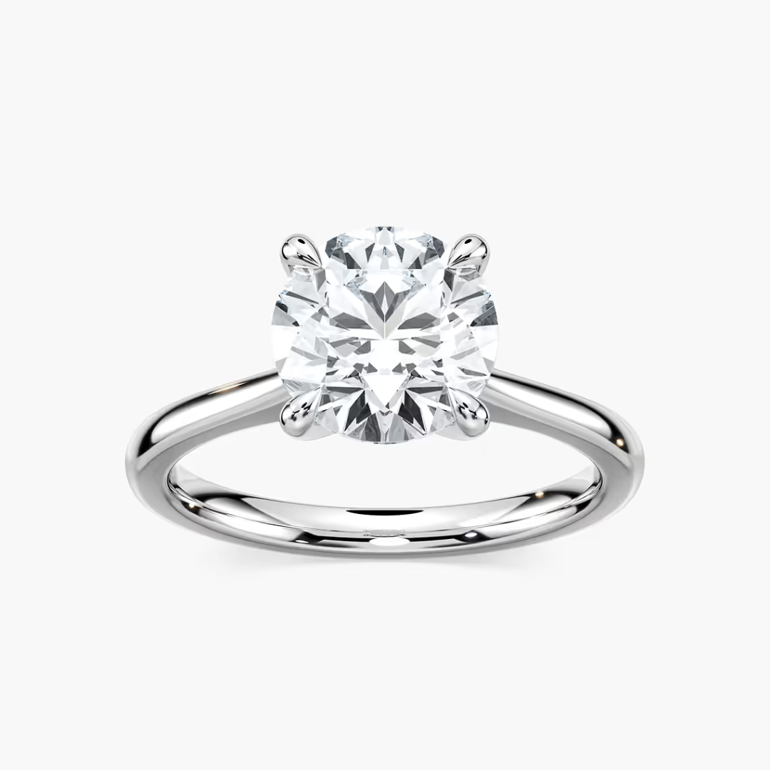 Round Dior Claw Prong Solitaire Stackable