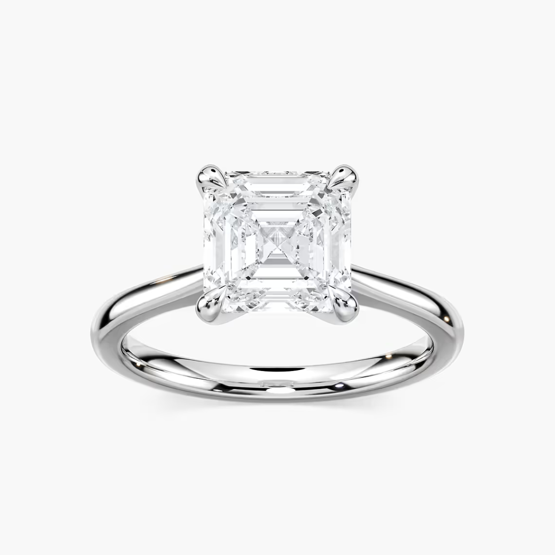 Asscher Dior Claw Prong Solitaire Stackable