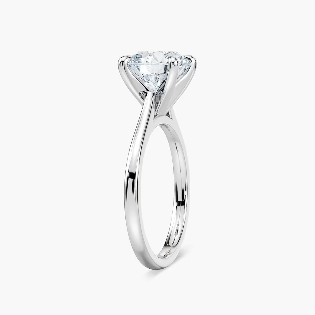 Round Dior Claw Prong Solitaire Stackable