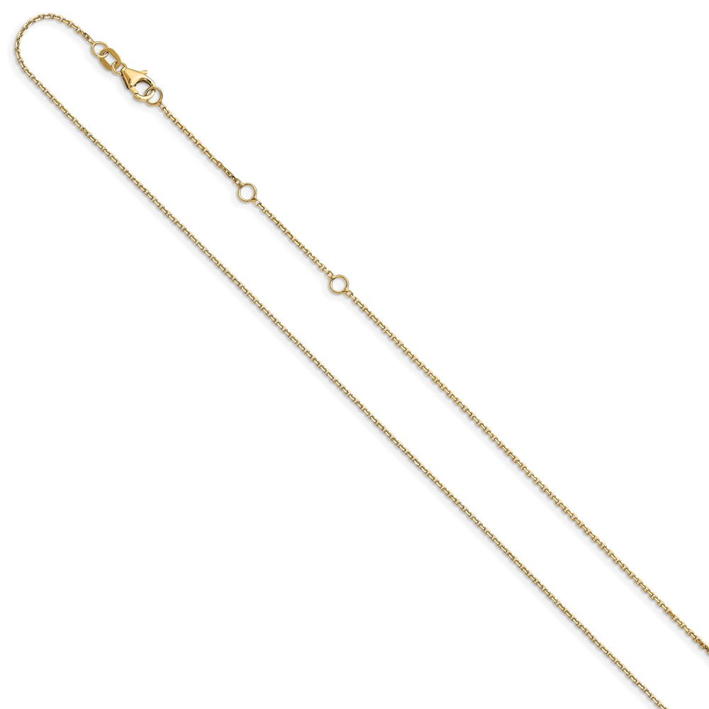 10K Yellow Gold 1.05mm Diamond-cut Cable 1in+1in Adjustable Chain