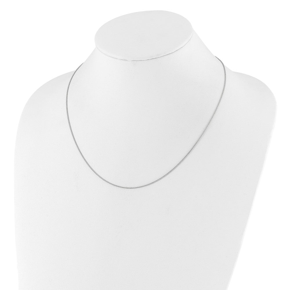 10K White Gold Adjustable 1mm Diamond-cut Wheat Chain