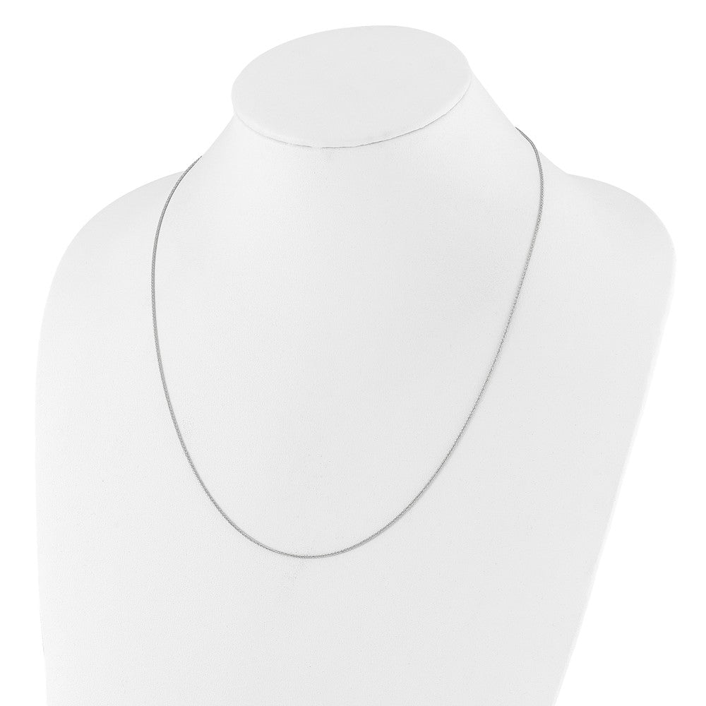 10K White Gold Adjustable 1mm Diamond-cut Wheat Chain