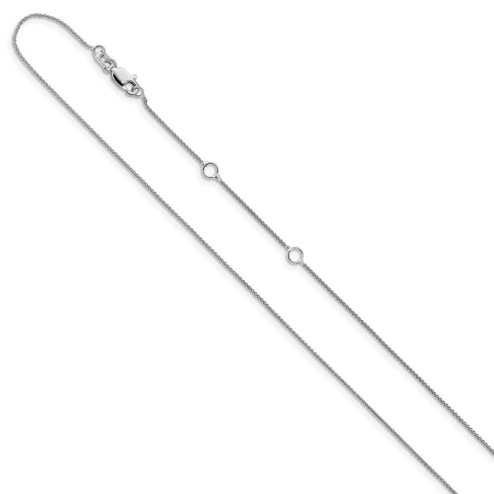 10K White Gold .85mm Spiga 1in+1in Adjustable Chain