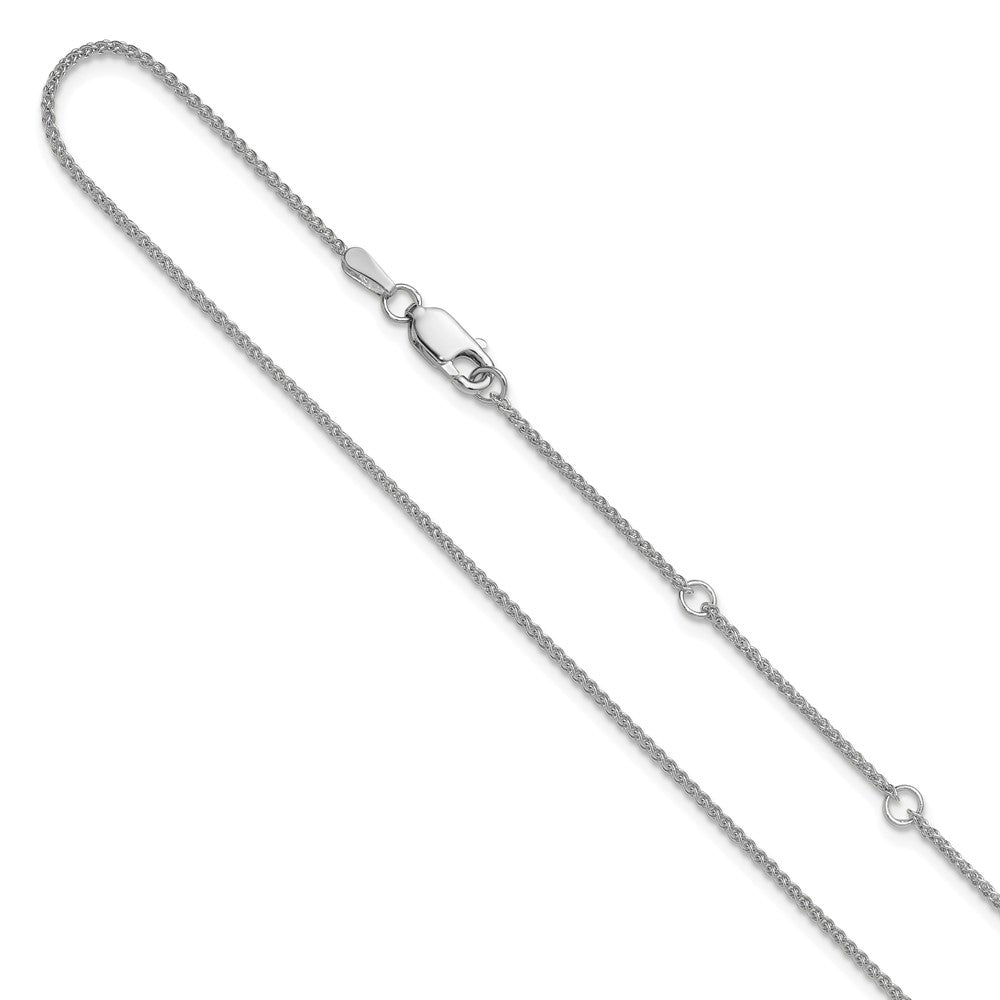 10K White Gold 1.25mm Spiga 1in+1in Adjustable Chain