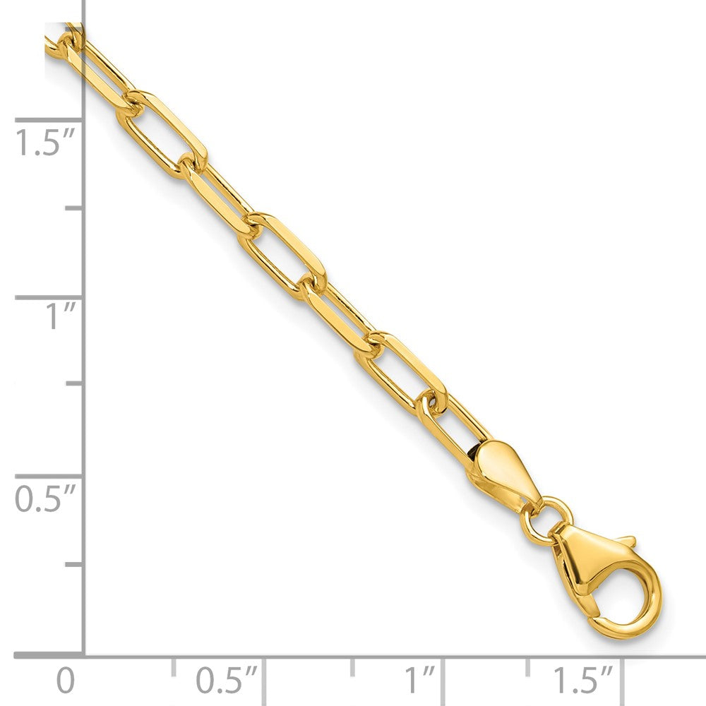 14K 3.5mm Solid Beveled Diamond-cut Paperclip Chain
