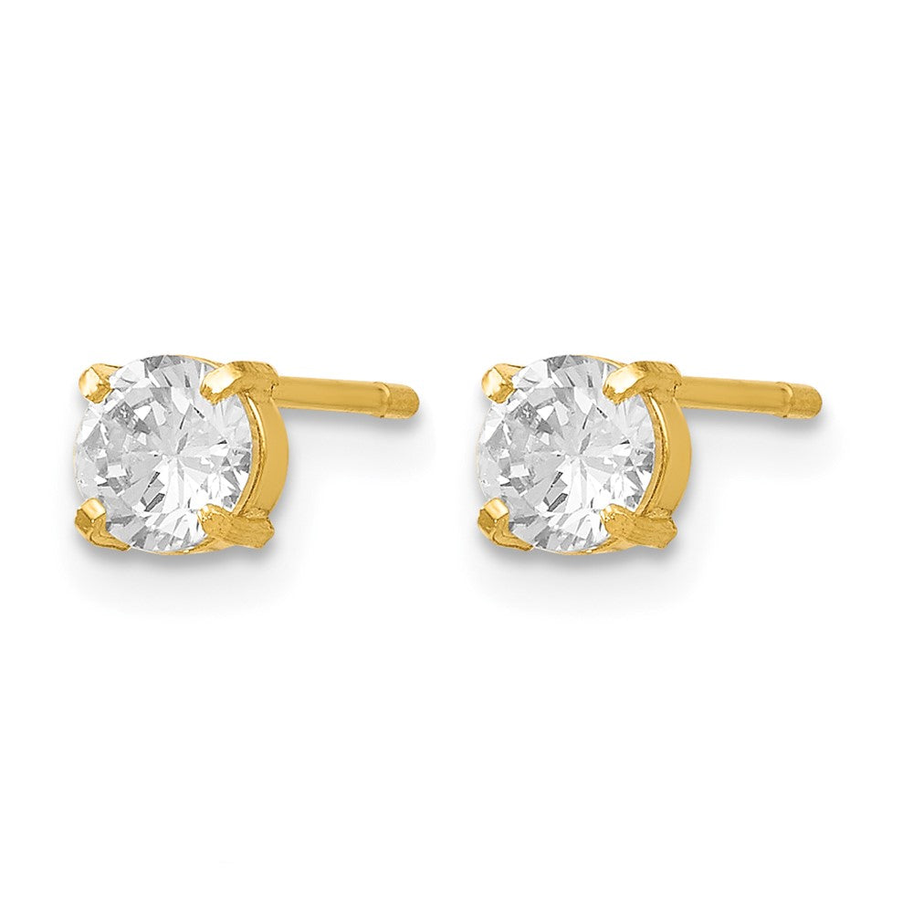 14K CZ Stud 4.0mm Earrings