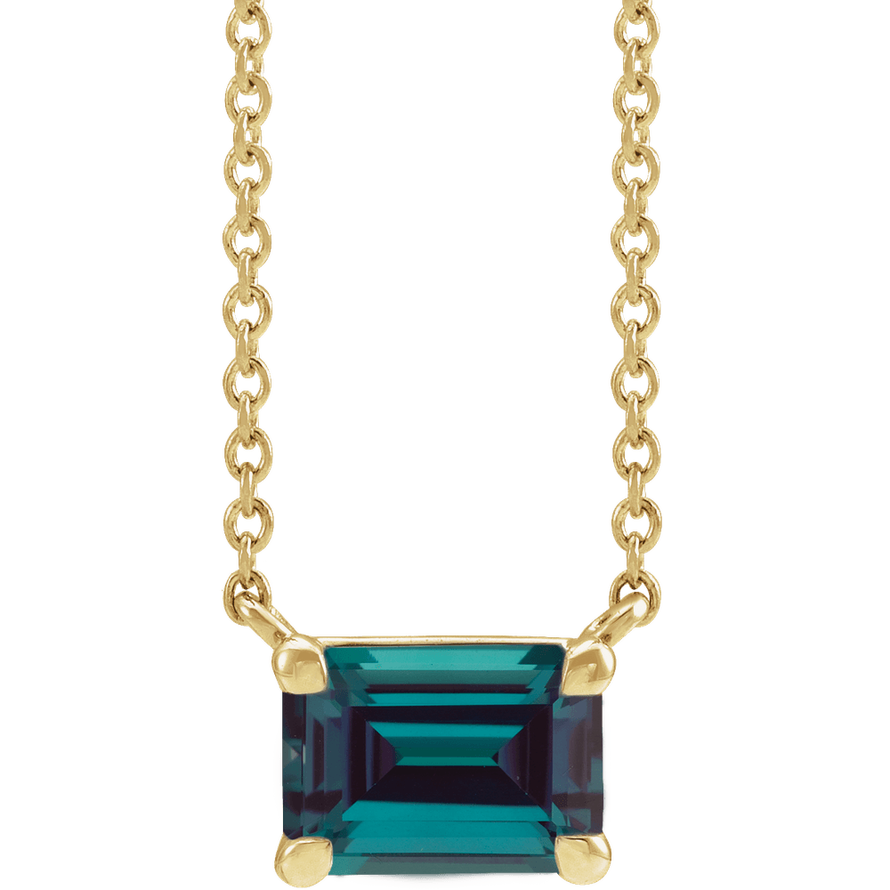 14K Yellow Gold Lab Grown Alexandrite 18" Necklace