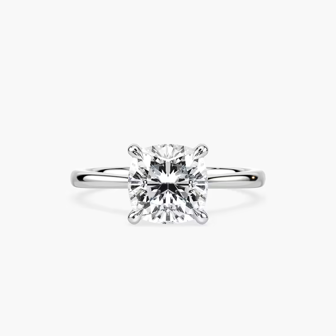 *Cushion Dior Claw Prong Solitaire Stackable