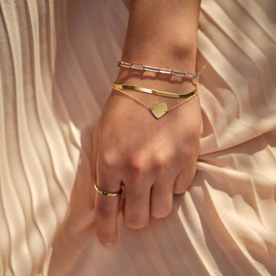 Lame d’Or 2.8mm Flexible Herringbone Bracelet 14K Yellow Gold