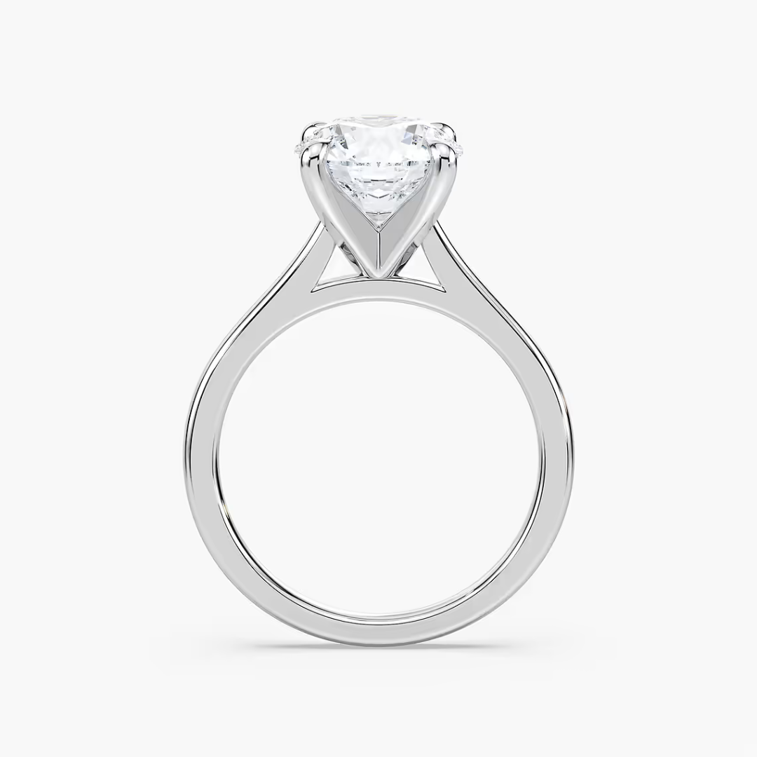 Round Dior Claw Prong Solitaire Stackable