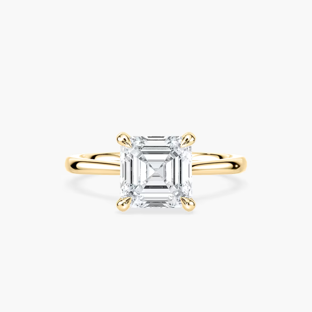 *Asscher Dior Claw Prong Solitaire Stackable