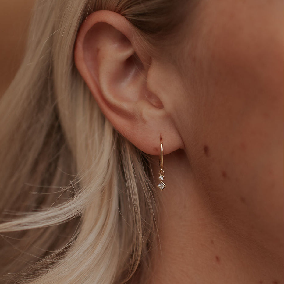 Willow Diamond Dangle Hoops