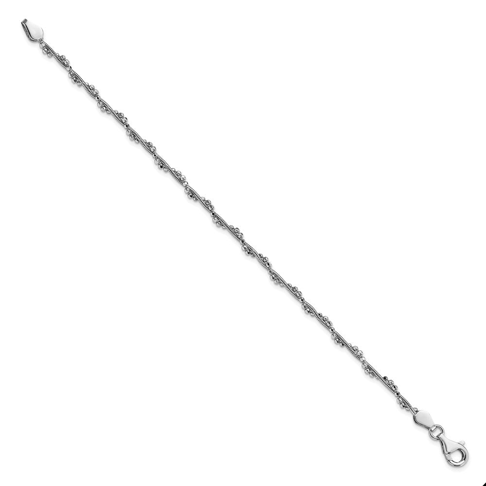 Sterling Silver Rhodium-plated Twisted Bead Bracelet