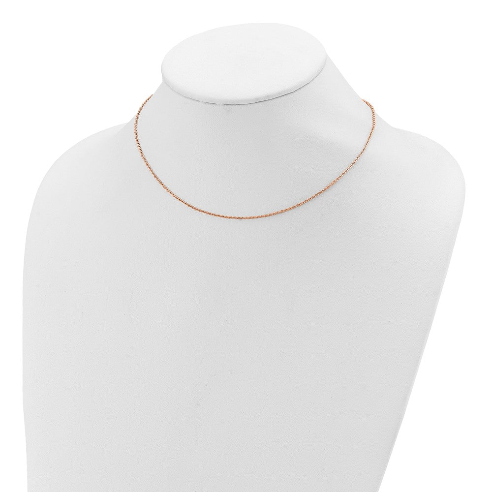 SS Rose Gold-plt Polish/Dia-cut 1.45mm Cable 1in+1in Adjustable Ch