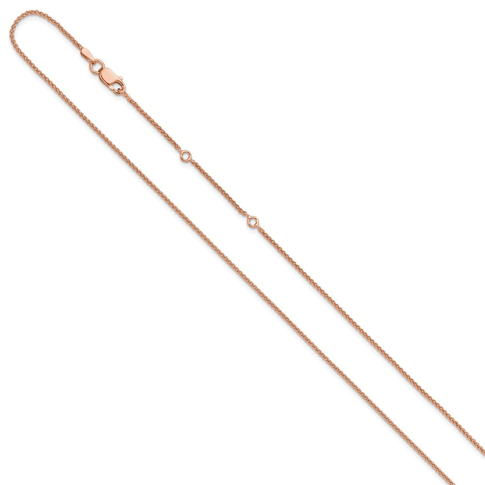 Sterling Silver Rose Gold-plated 1.3mm Spiga 1in+1in Adjustable Ch