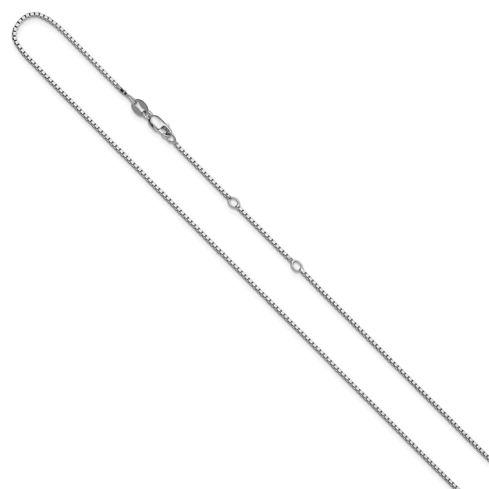 SS Rh-plated 1.2mm Box 1in+1in Adjustable Chain