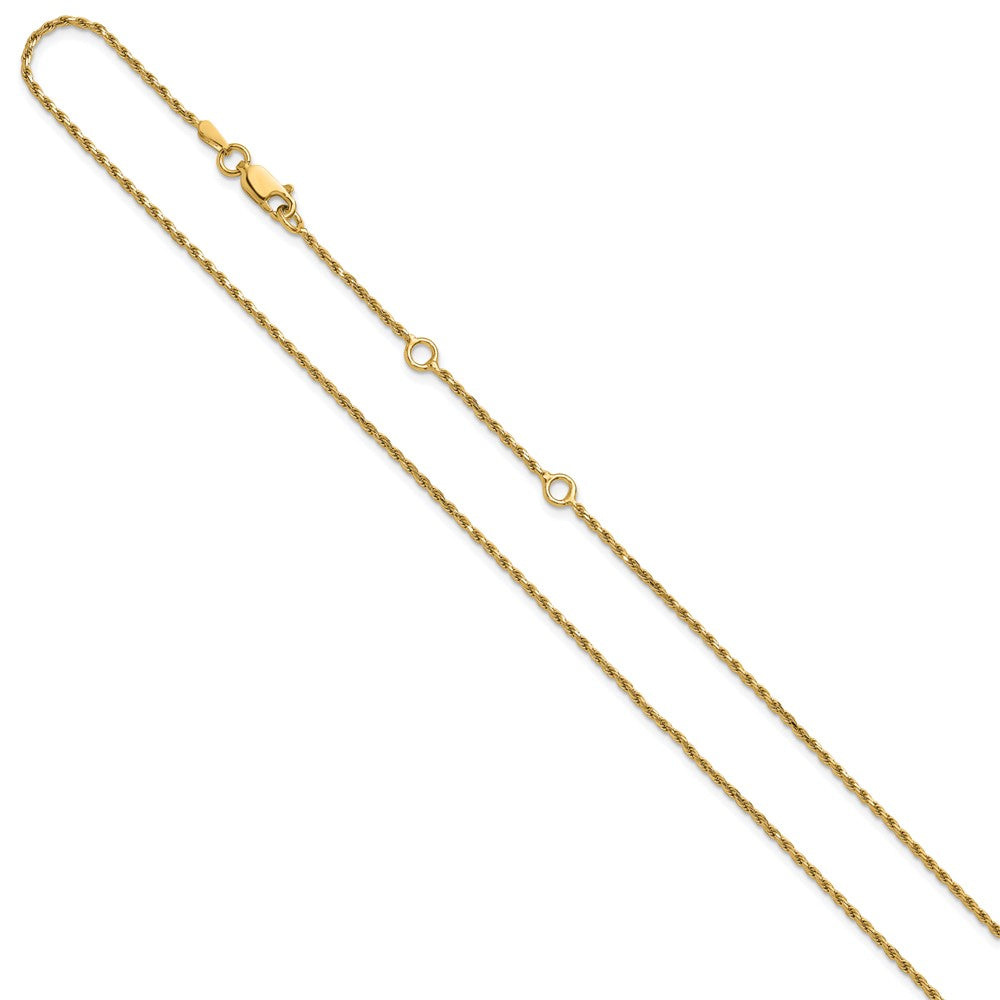 Sterling Silver Gold-plated 1.4mm Diamond-cut Rope 1in+1in Adjustable Chai