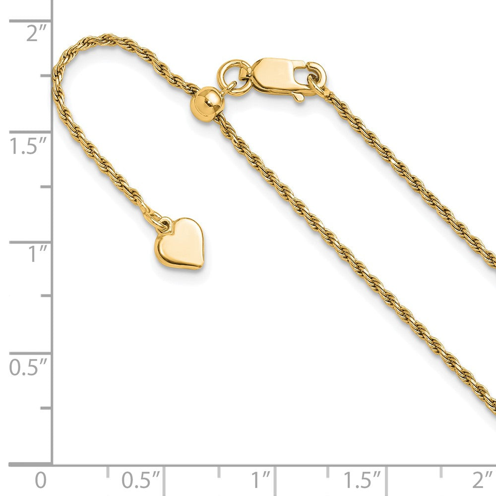 Sterling Silver Gold-plated Adjustable 1.4mm Diamond-cut Rope Chain