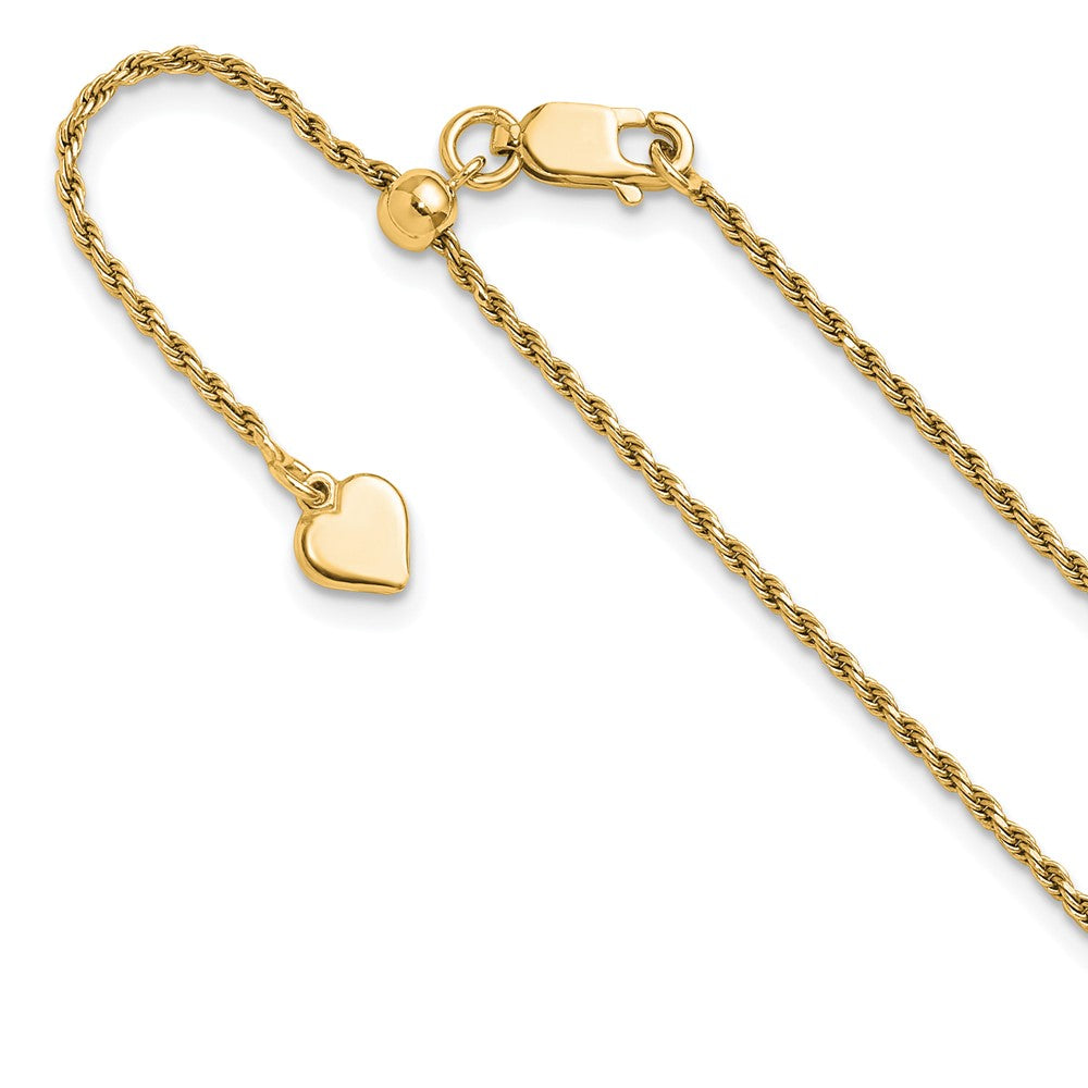 Sterling Silver Gold-plated Adjustable 1.4mm Diamond-cut Rope Chain
