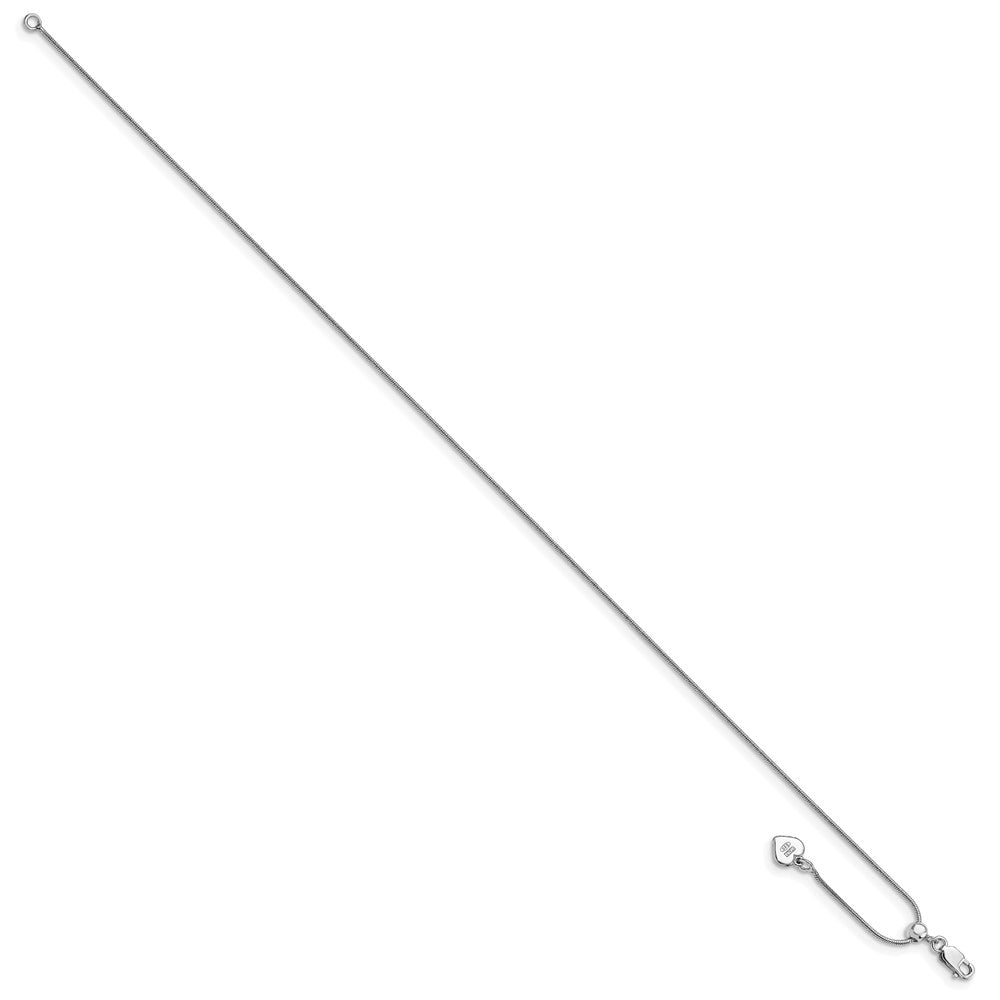 Sterling Silver Rhodium-plated Adjustable Snake Chain Anklet