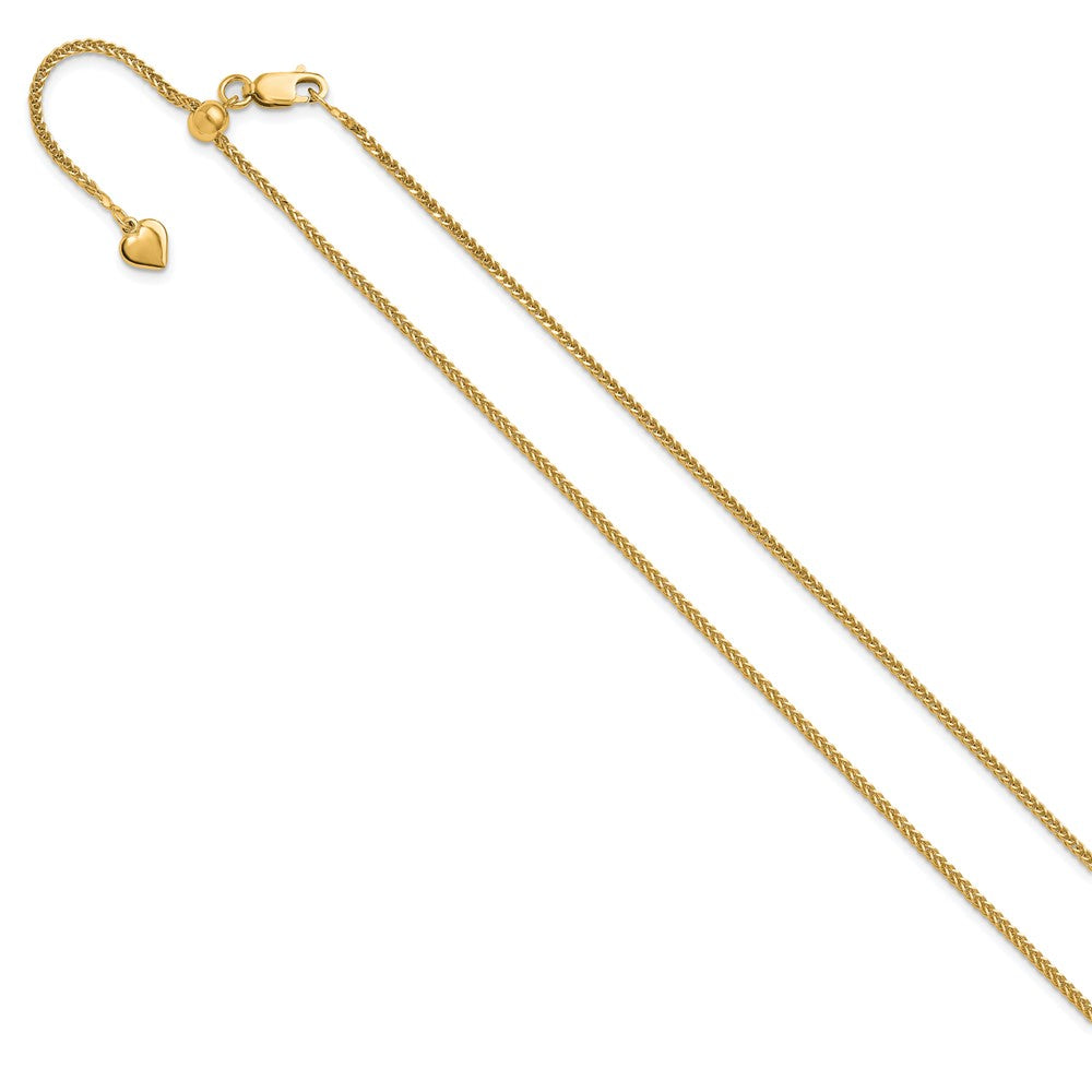 Sterling Silver Gold-plt Adjustable 1.45mm Diamond-cut Square Spiga Chain