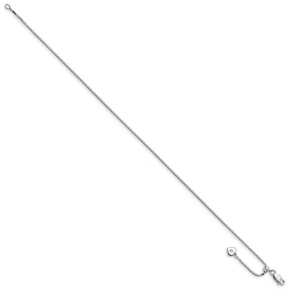 Sterling Silver Rhodium-plated Adjustable Box Chain Anklet