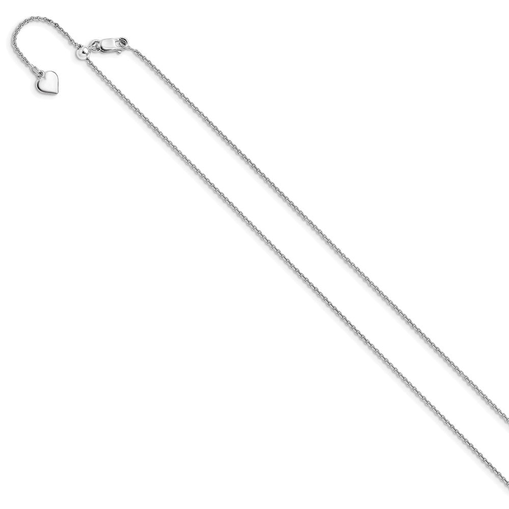 Sterling Silver Rhodium-plated Adjustable 1.3mm Rolo Chain