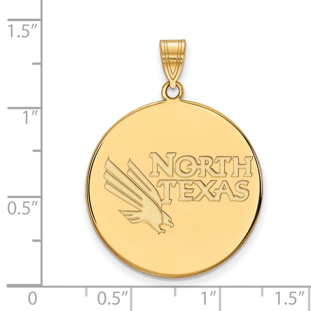 Sterling Silver Gold-plated University of North Texas XL Disc Pendant