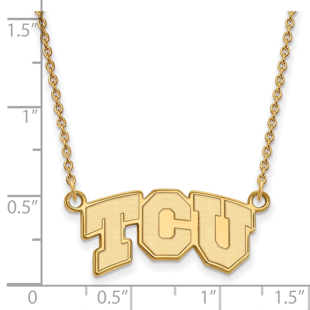 Sterling Silver Gold-plated Texas Christian U. Small Pendant Necklace