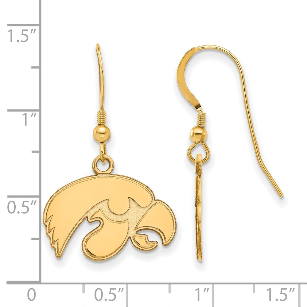 Sterling Silver Gold-plated University of Iowa Small Dangle Earrings