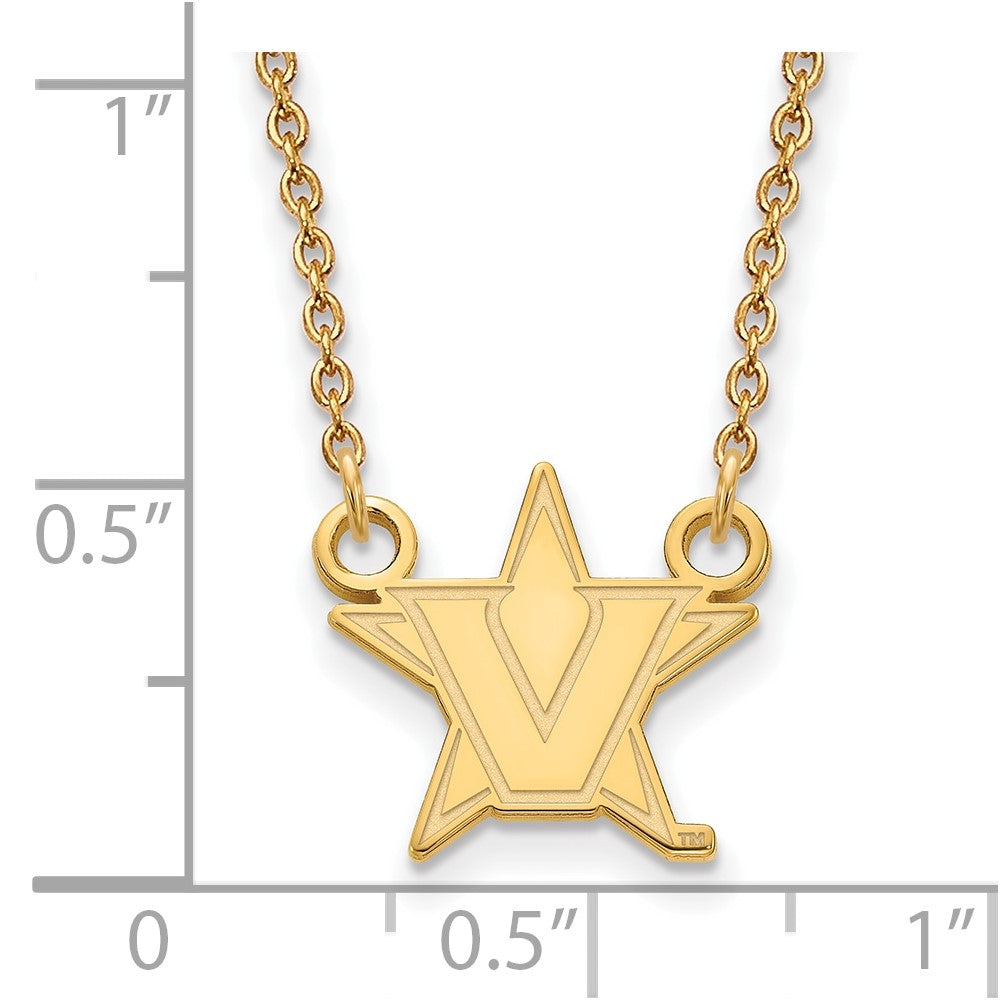 Sterling Silver with GP Vanderbilt University Small Pendant with Necklace