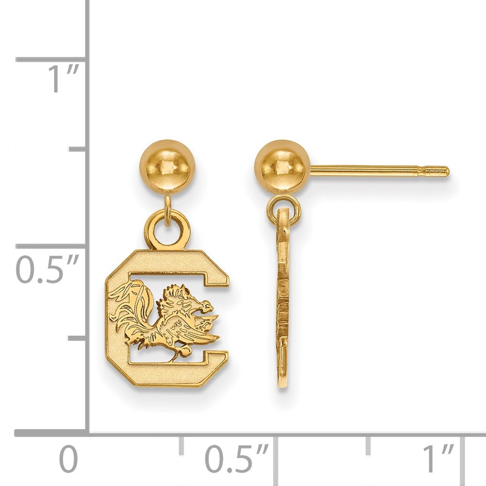 Sterling Silver Gold-plated U. of S. Carolina Dangle Post Earrings