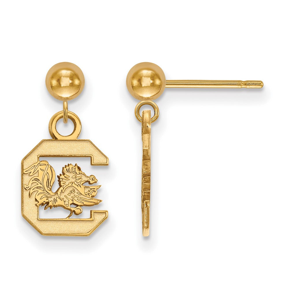 Sterling Silver Gold-plated U. of S. Carolina Dangle Post Earrings