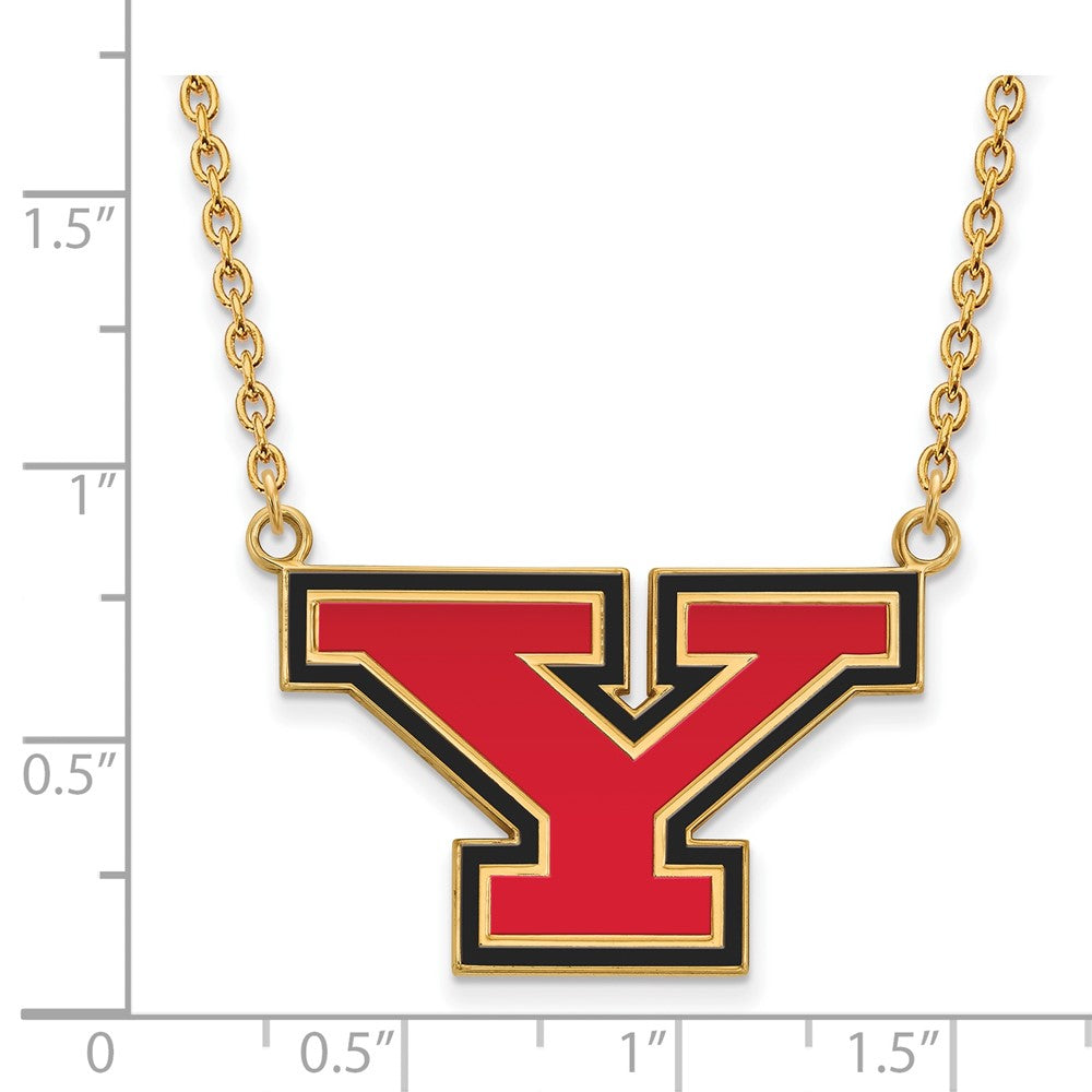 Sterling Silver Gold-plated Youngstown State U Large Enamel Necklace
