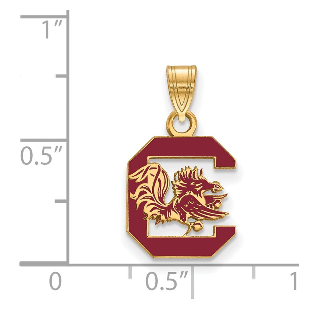 Sterling Silver Gold-plated U. of S. Carolina Medium Enamel Pendant