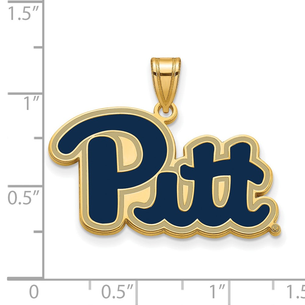Sterling Silver Gold-plated U. of Pittsburgh Large Enamel Pendant