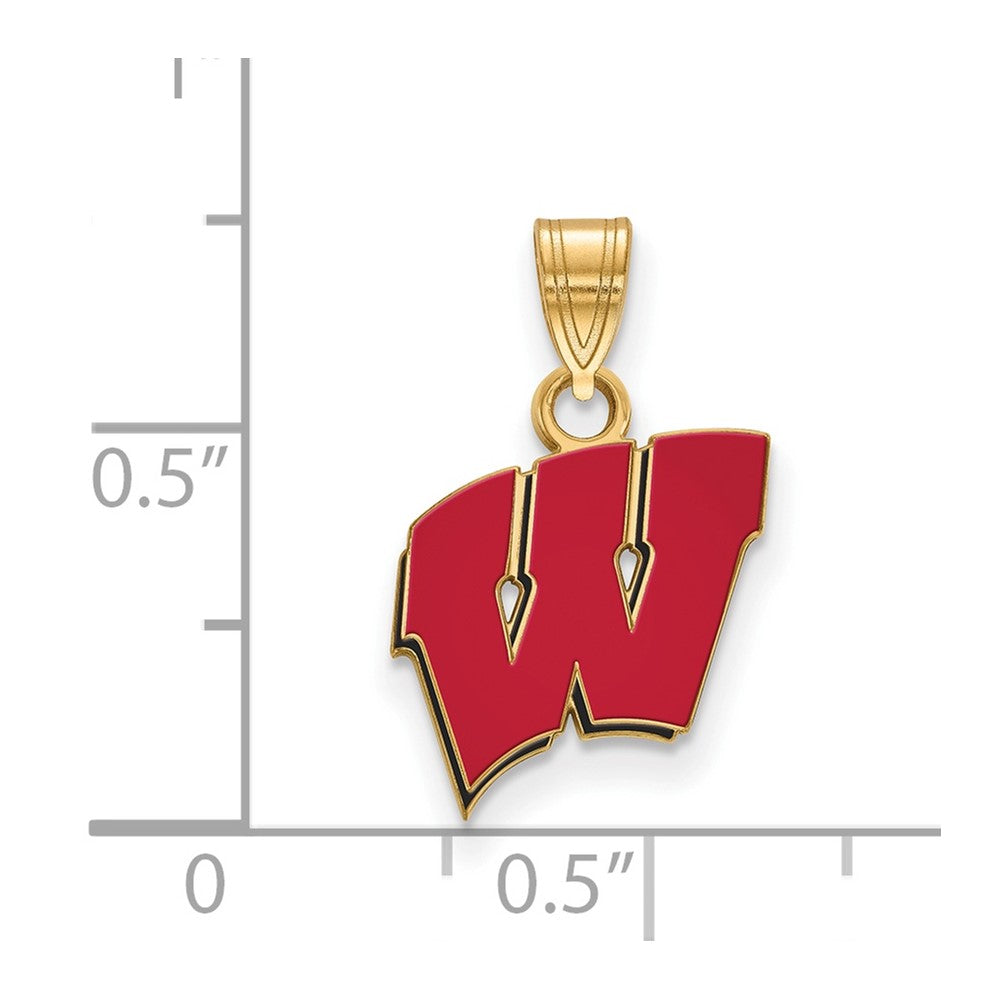 Sterling Silver Gold-plated U. of Wisconsin Small Enamel Pendant