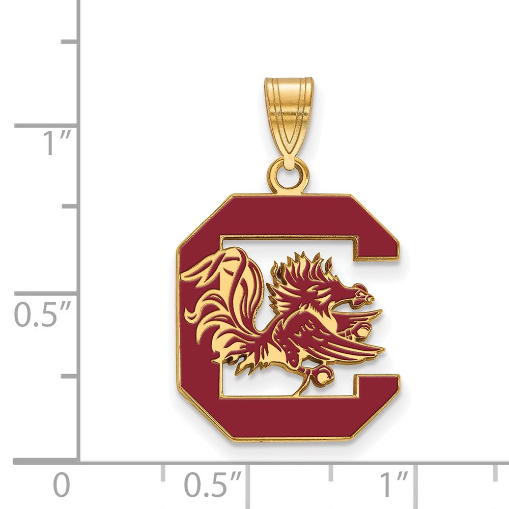 Sterling Silver Gold-plated U. of South Carolina Large Enamel Pendant