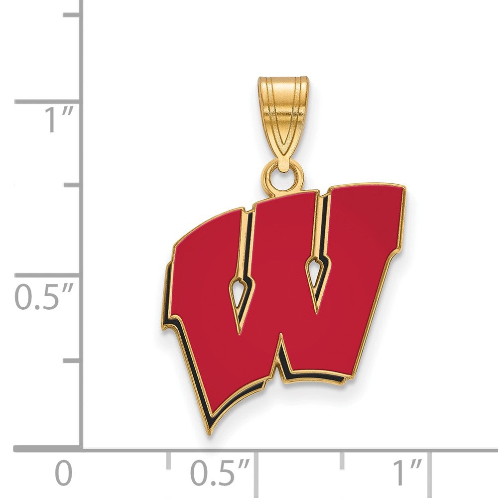 Sterling Silver Gold-plated U. of Wisconsin Large Enamel Pendant
