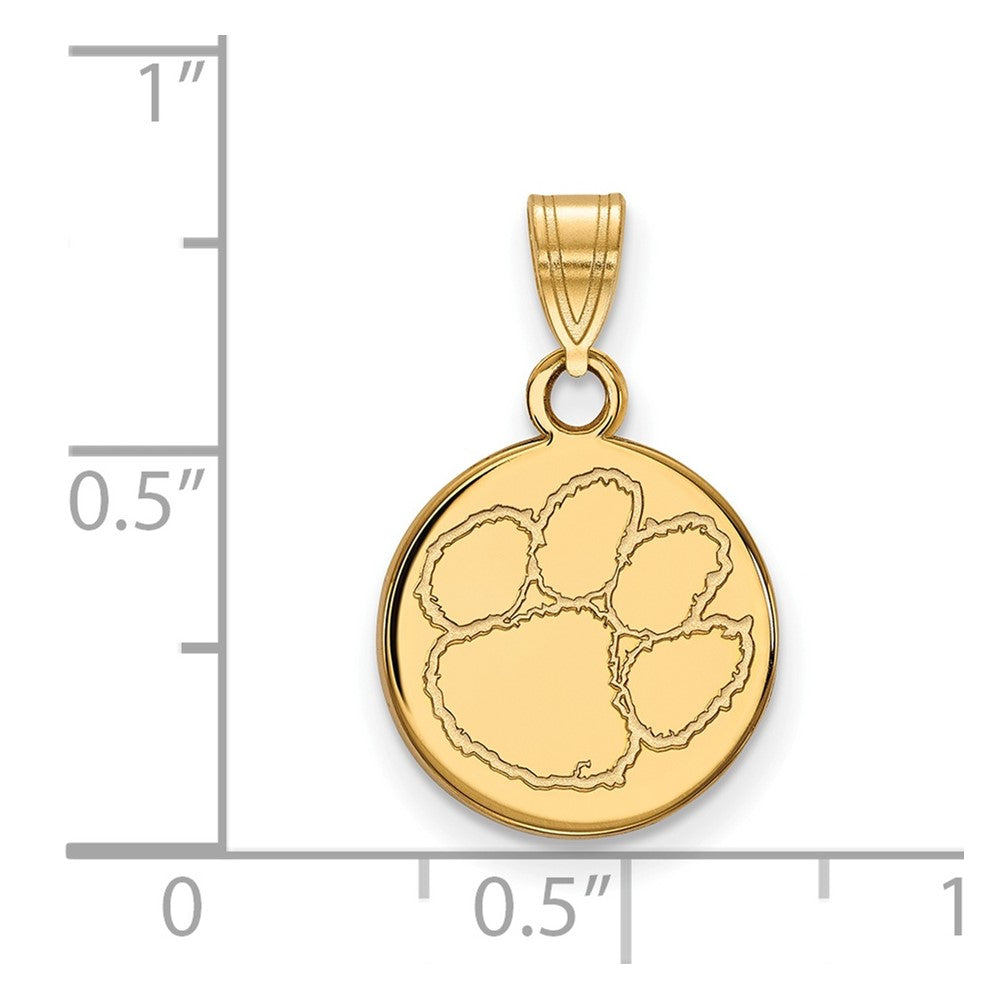 Sterling Silver Gold-plated Clemson University Small Disc Pendant