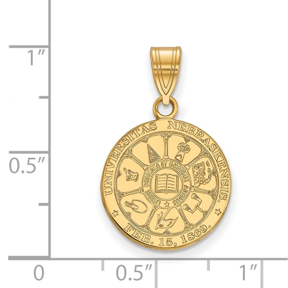 Sterling Silver Gold-plated U. of Nebraska Medium Crest Pendant