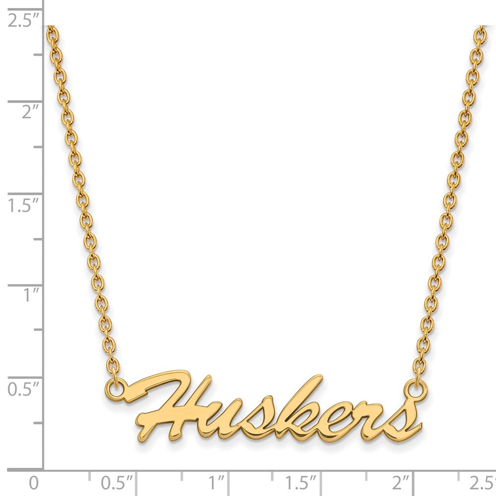 Sterling Silver Gold-plated U. of Nebraska Medium Pendant Necklace