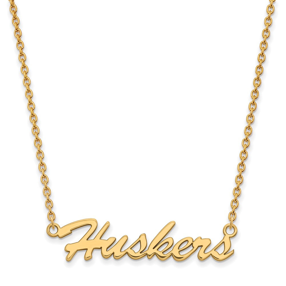 Sterling Silver Gold-plated U. of Nebraska Medium Pendant Necklace