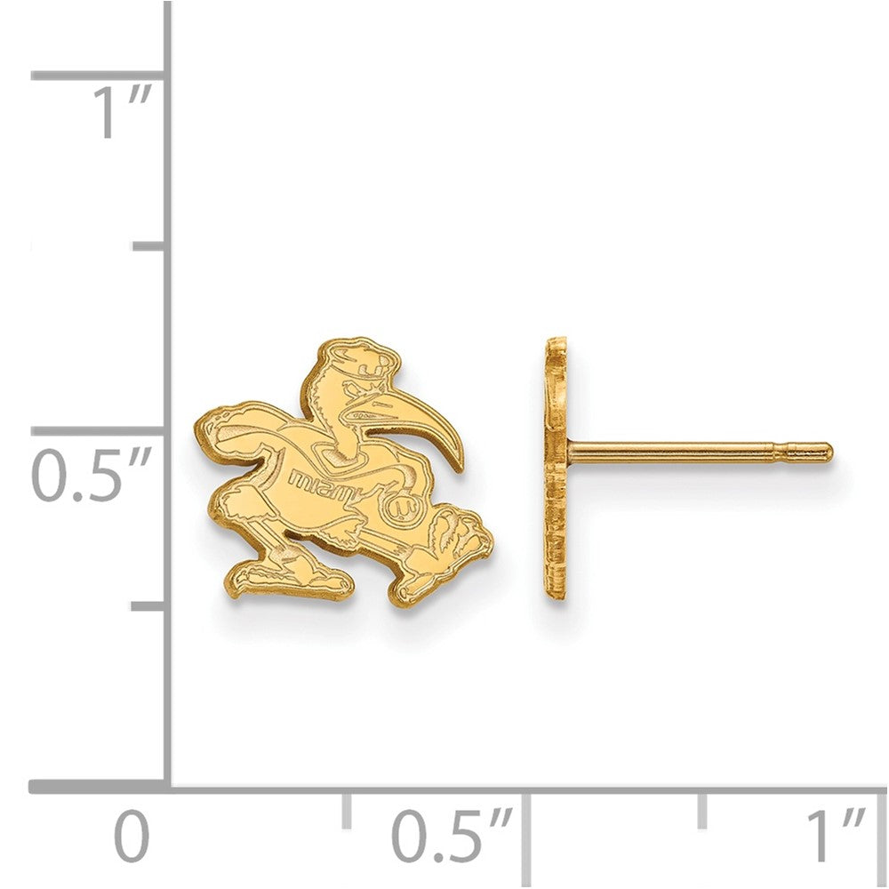 Sterling Silver Gold-plated University of Miami XS Post Earrings