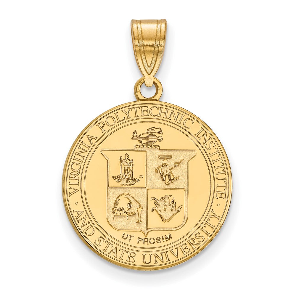 Sterling Silver Gold-plated Virginia Tech Large Crest Pendant