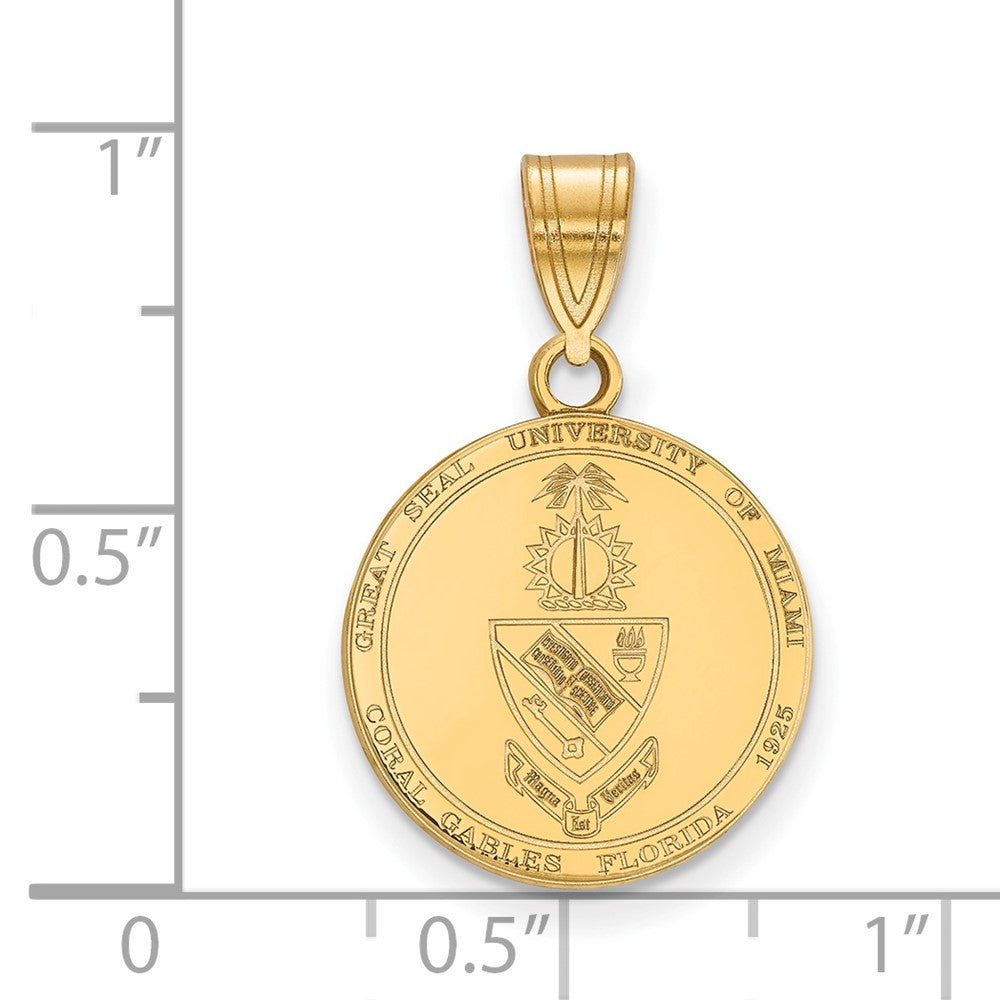 Sterling Silver Gold-plated U. of Miami Medium Crest Pendant